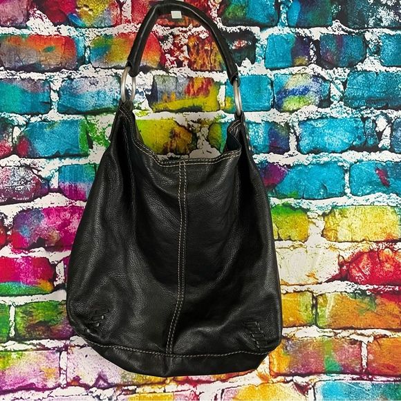 Lucky Brand Handbags - Lucky Brand Vintage Inspired Black Leather Hobo Bag